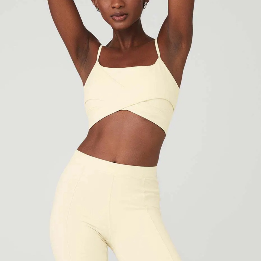 Nwot Alo Yoga Airbrush Enso Bra French Vanilla Size Large *Discontinued Color*
